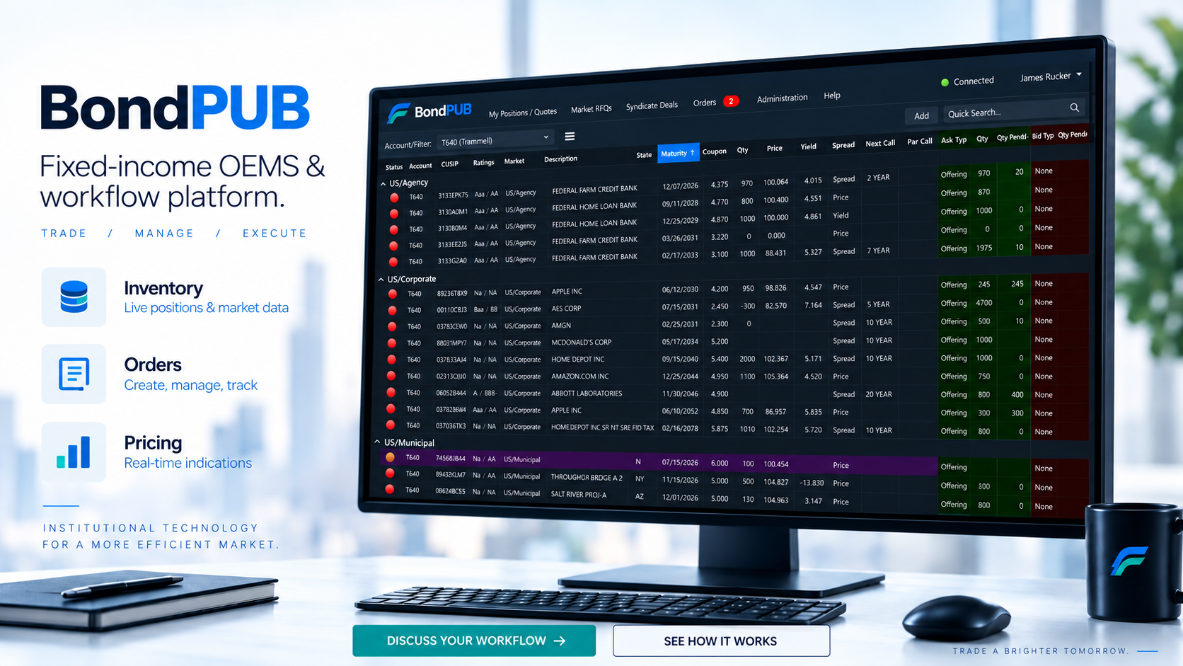 BondPUB Trader dark Windows trading interface